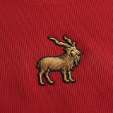 Khaar Markhor Knit Sweater in Maroon Red – Red Embroidery Closeup