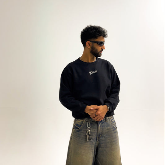 Black 1947 Drop Shoulder Crewneck